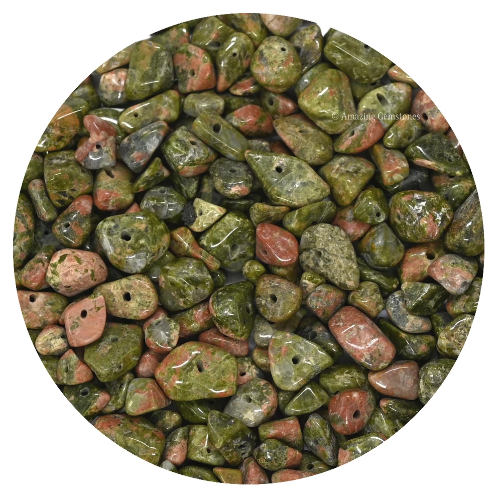 Unakite Chips - Pre Drilled