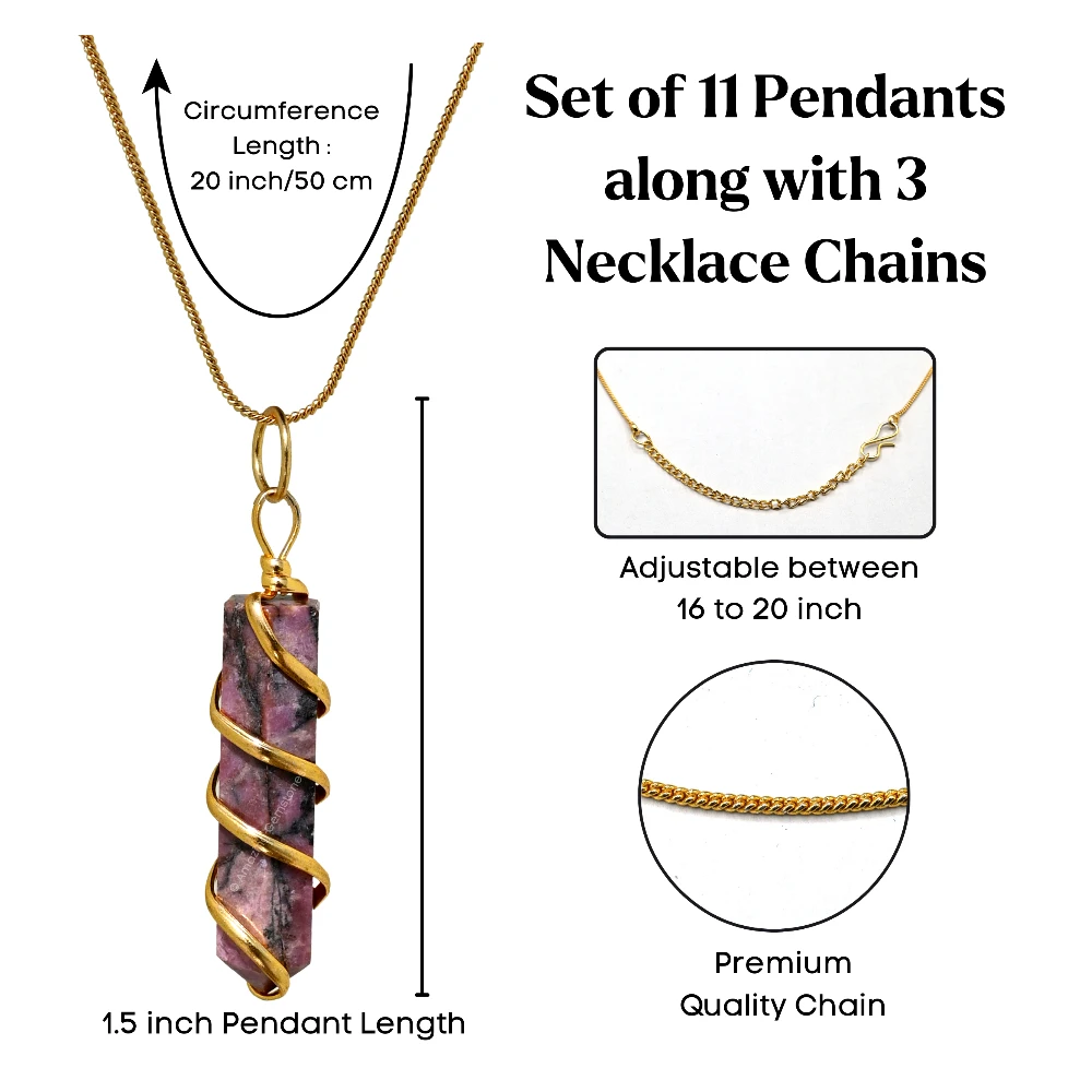 Set of 11 Crystal Spiral Pencil Point Pendant Necklace