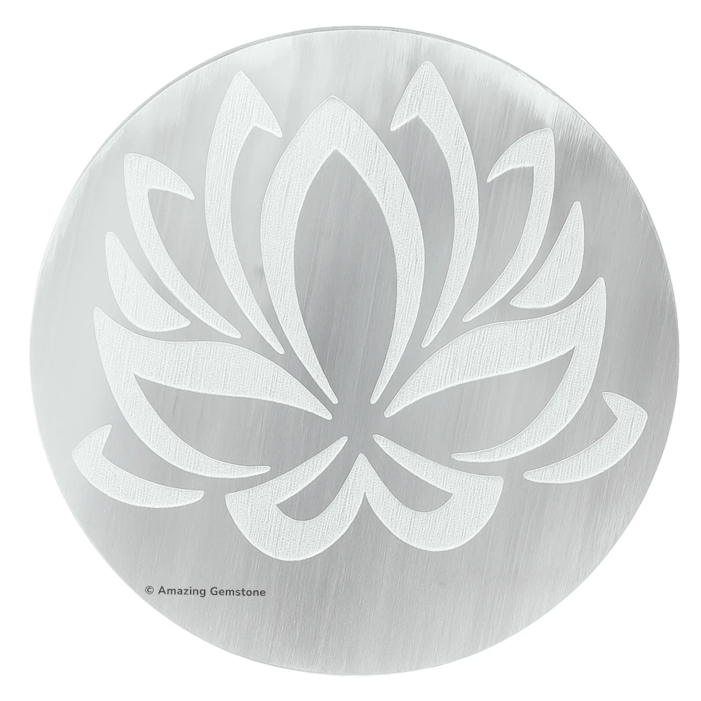 Selenite Charging Plate for Crystals - Lotus FOL (4 Inch)