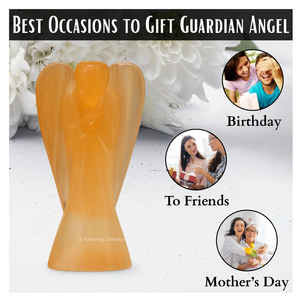 Orange Selenite Angel Figurine (4 Inch)