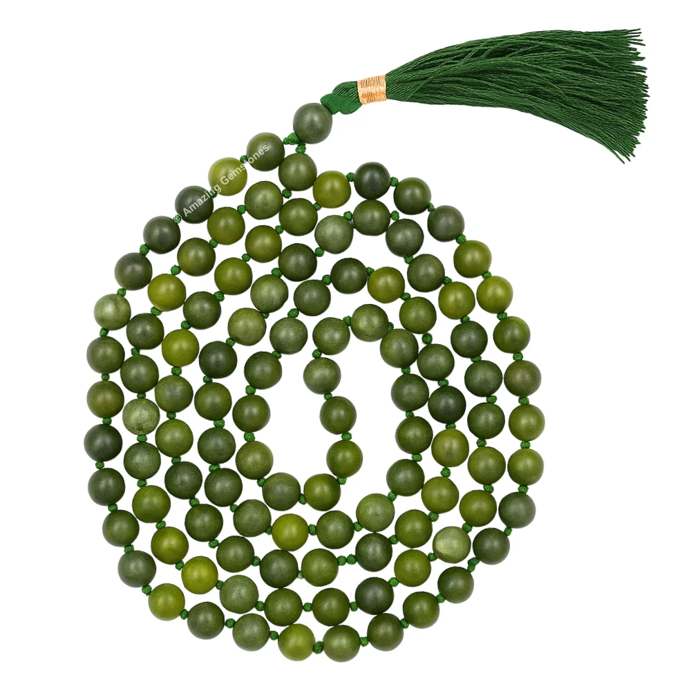 Green Jade Mala (Hand Knotted)
