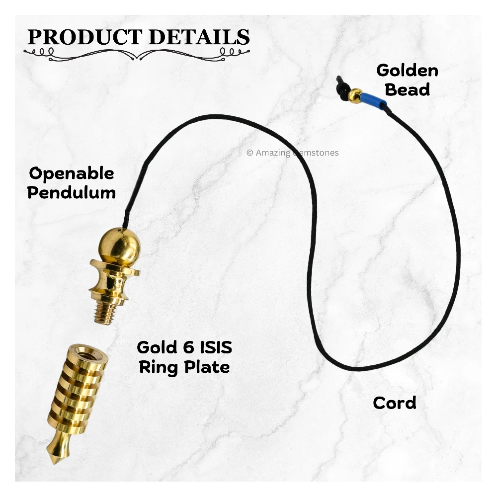 Copper Metal Pendulum - Gold 6 ISIS Ring Plate (MP82)