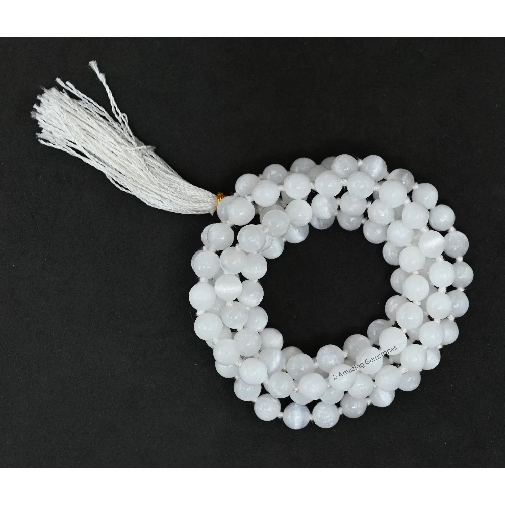 Selenite Mala (Hand Knotted)