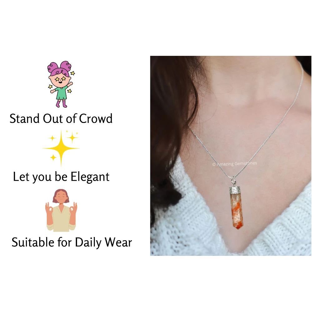 Sunstone Necklace - Pencil Point (Silver)