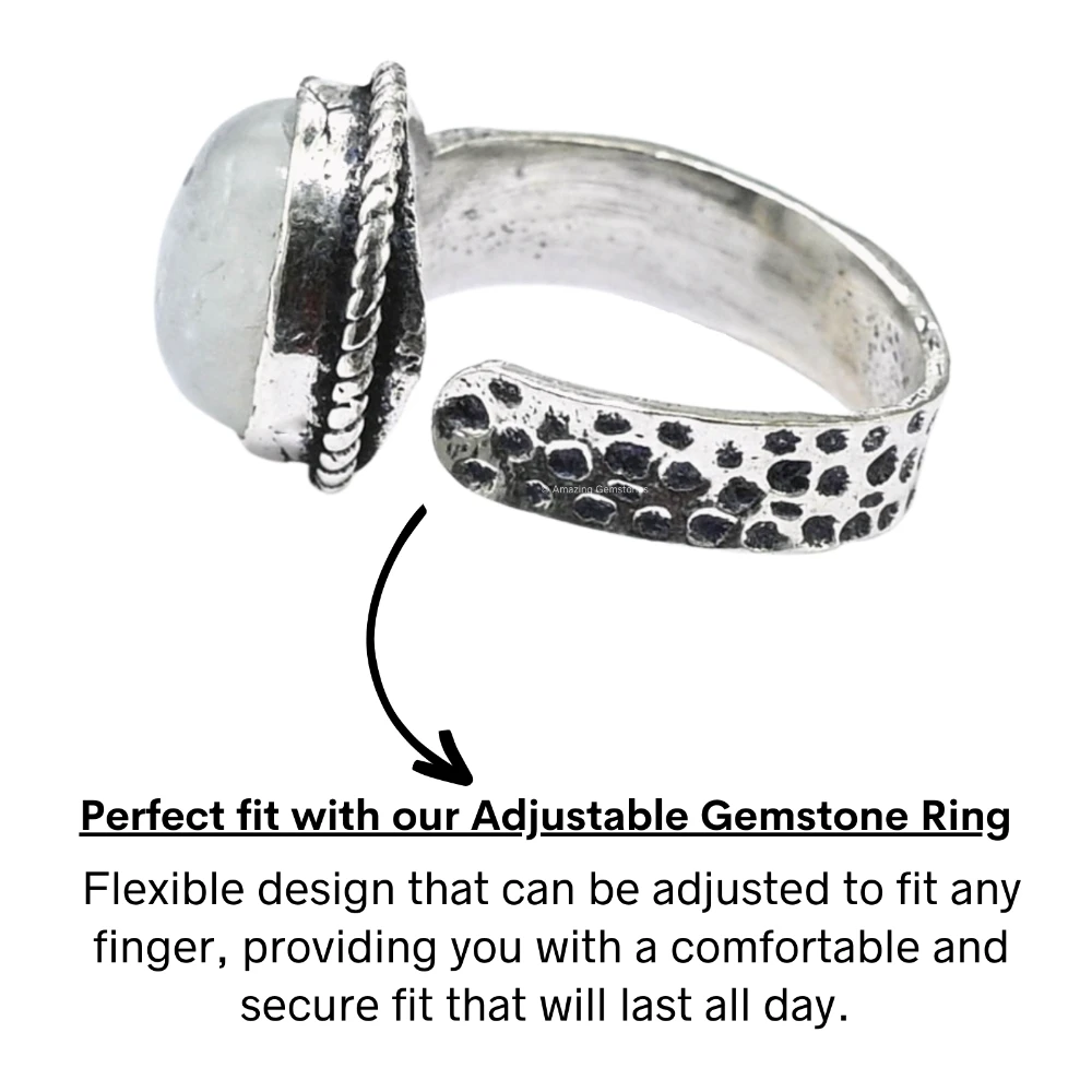 Rainbow Moonstone Crystal Ring (Silver)