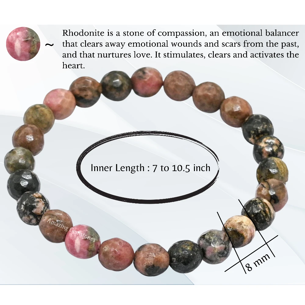 Rhodonite Bracelet (Faceted-Stretchable)