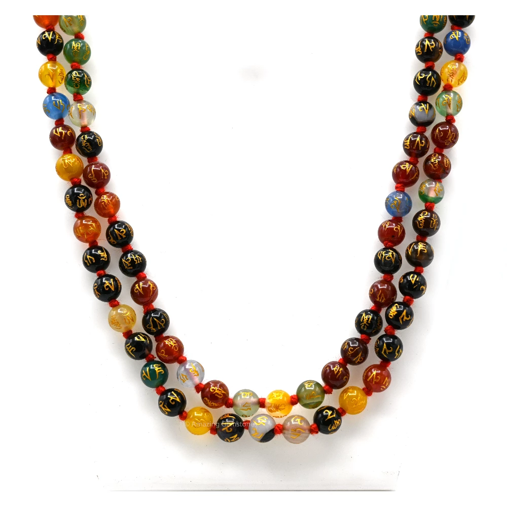 Multi Gemstone Mala (Om Mani Padme Hum) (Hand Knotted)