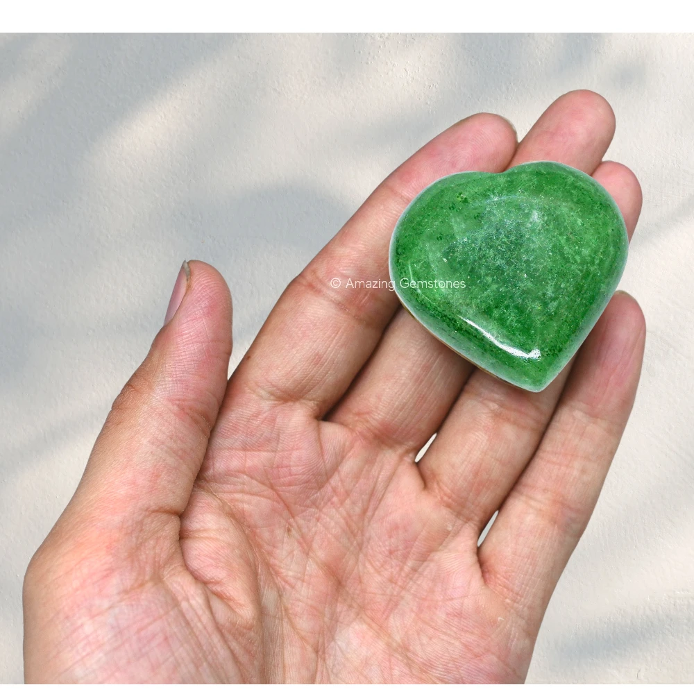 Green Strawberry Quartz Heart