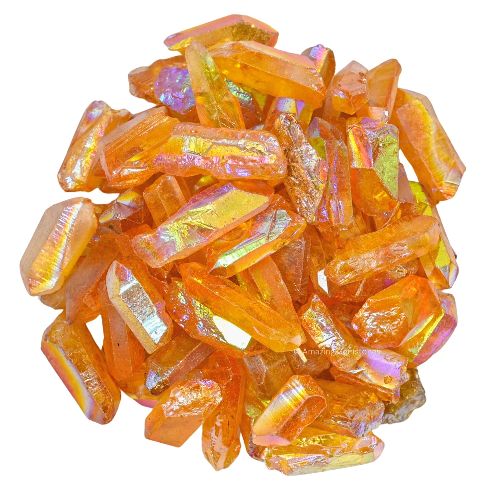Tangerine Aura Quartz Raw Crystal Points (1 LB)
