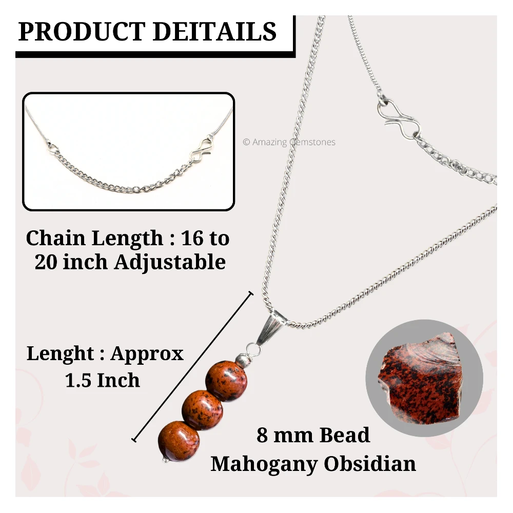 Mahogany Obsidian Bead Pendant (Silver)