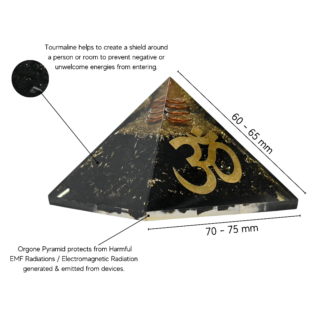 Black Tourmaline Orgone Pyramid - Big OM