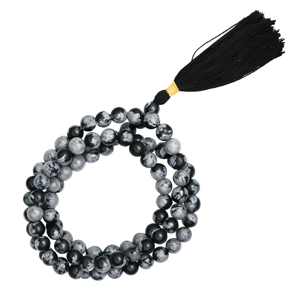 Snowflake Obsidian Mala (Without Knot)