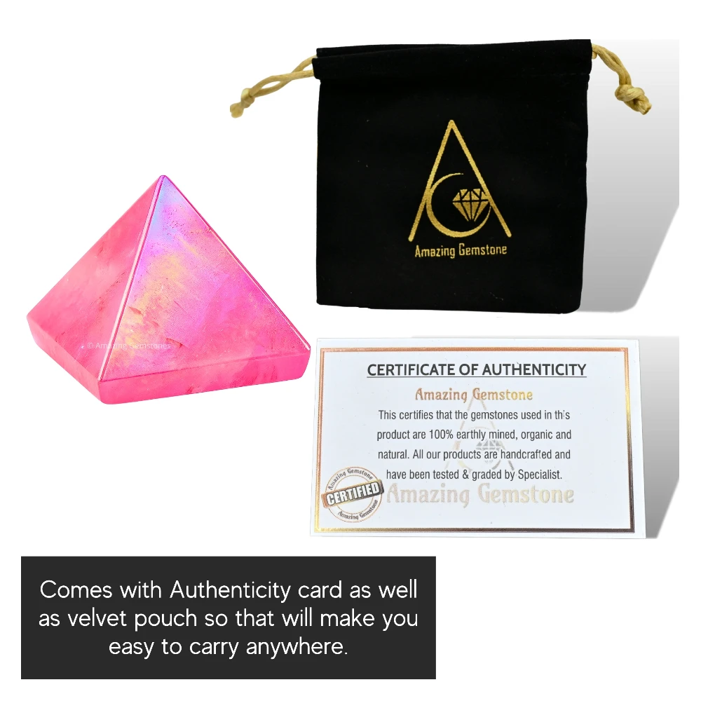 Angel Aura Rose Quartz Pyramid (1 Inch)