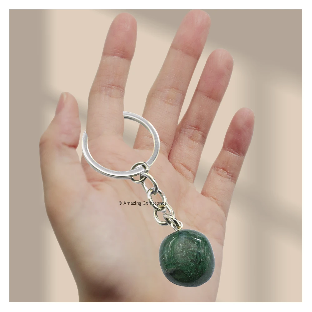 Moss Agate Keychain Keys Holder (Tumble)