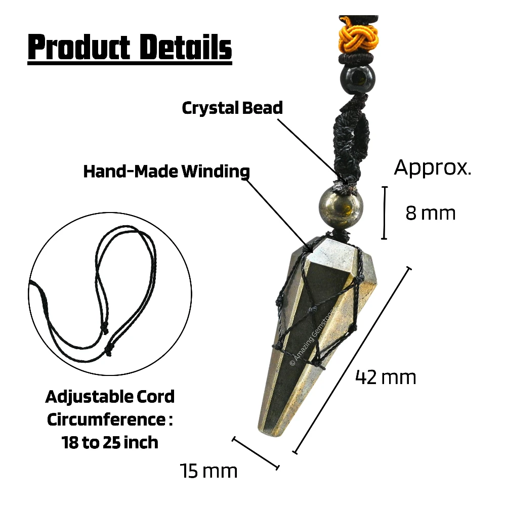 Pyrite Pendulum Pendant Necklace (Macrame)