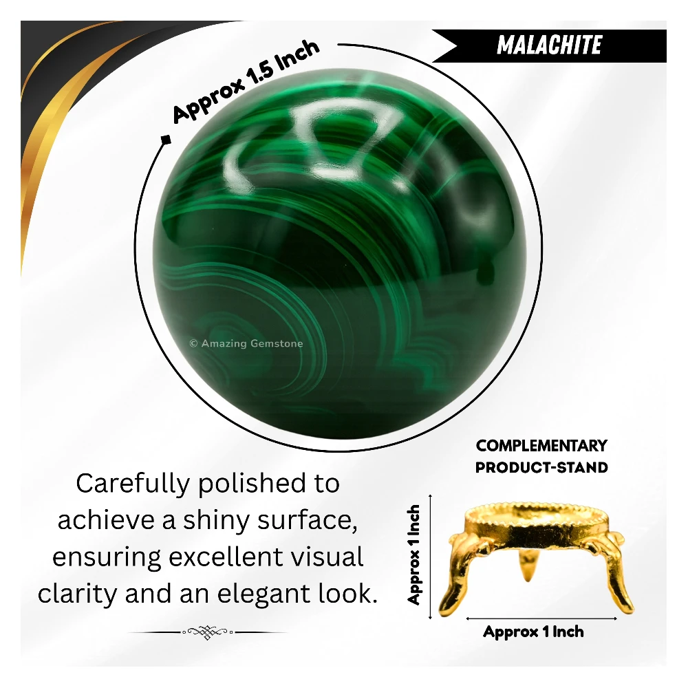 Malachite Sphere (1.5 Inch)