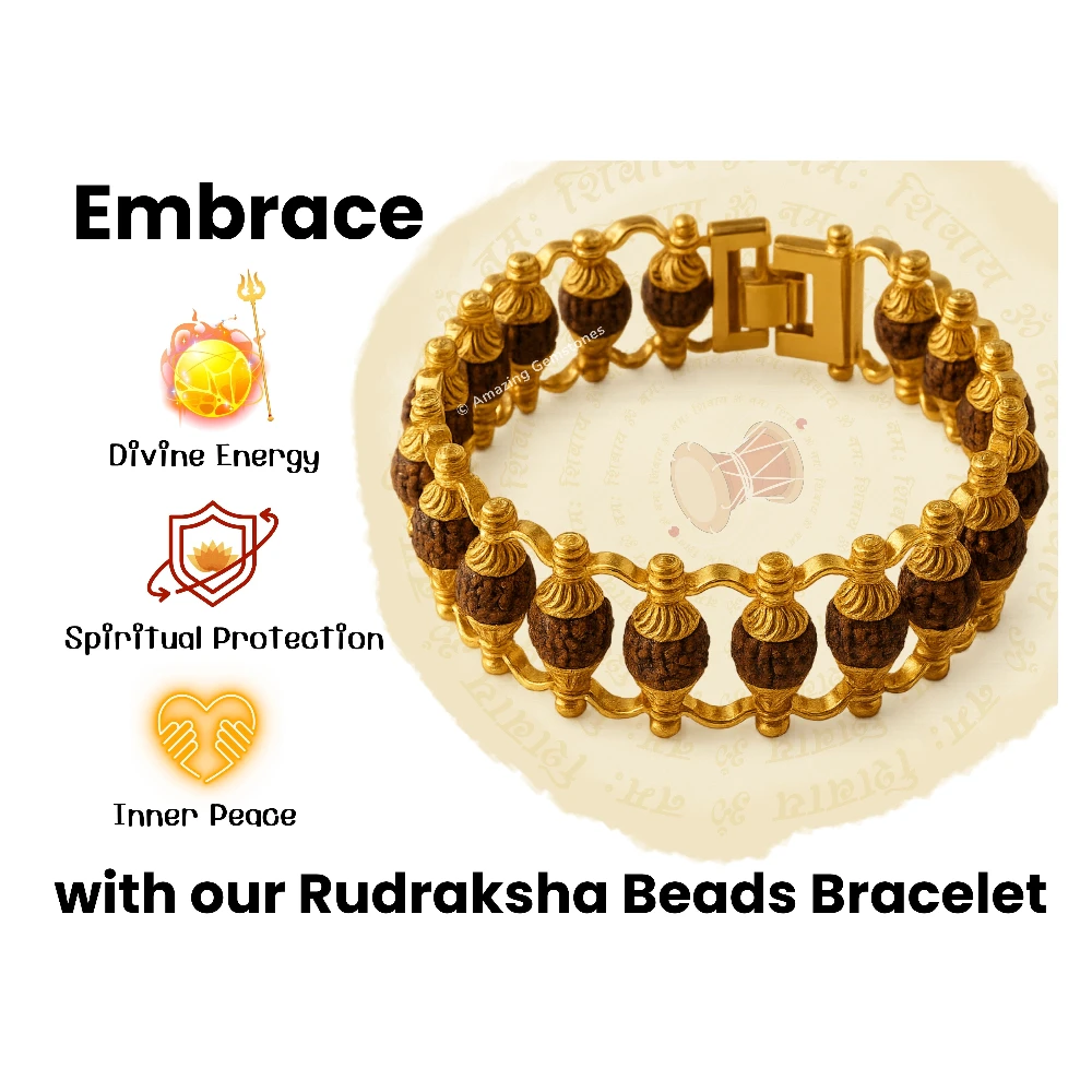Rudraksha Bracelet (Classic Gold Chain)