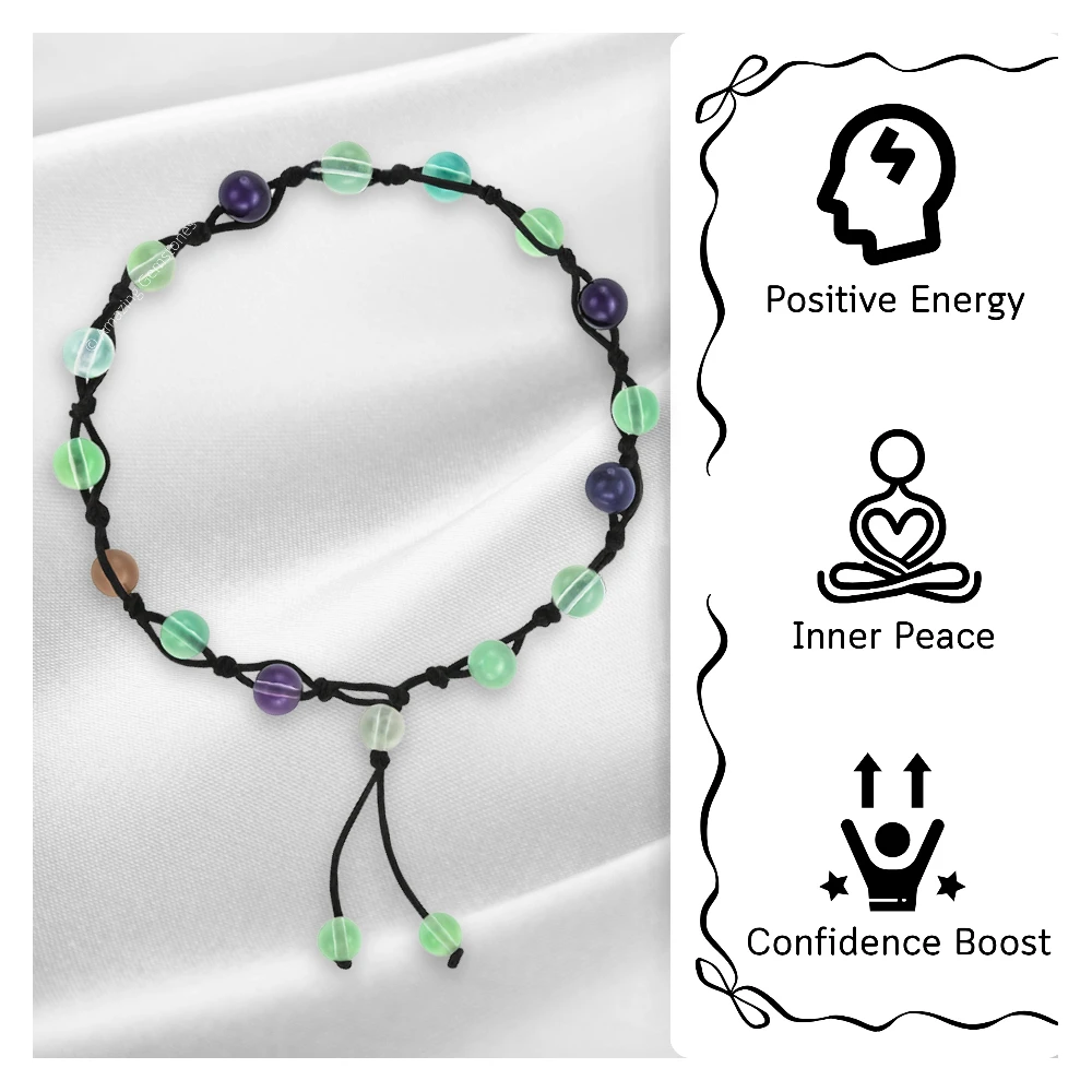 Multi Fluorite Anklet (Hand Knotted)