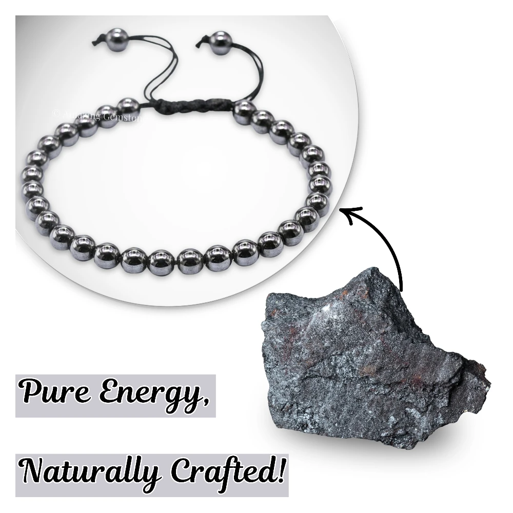 Hematite Healing Crystal Bracelets - 6mm Beads (Adjustable)