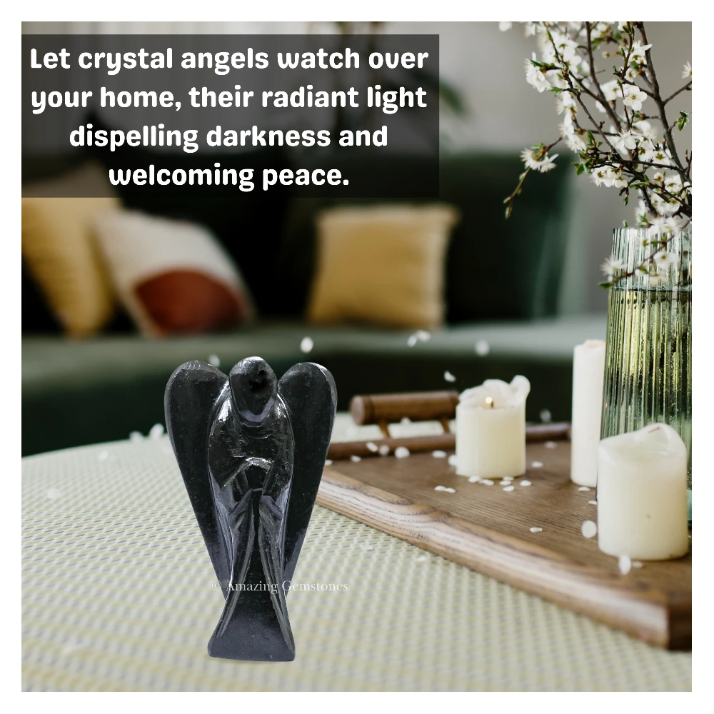 Black Tourmaline Angel Figurine (1.5 Inch)