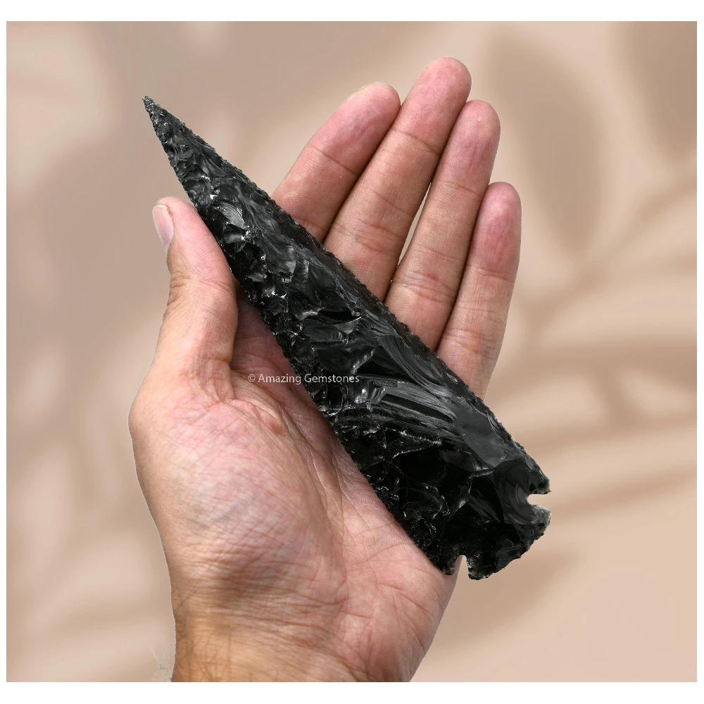 Black Obsidian Crystal Arrowhead - 5" to 6"