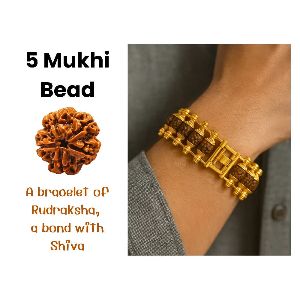 Rudraksha Bracelet (Classic Gold Chain)