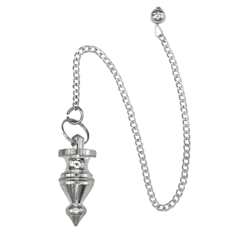 Copper Metal Pendulum - Silver Tear Drop with Ring Plate (MP101)