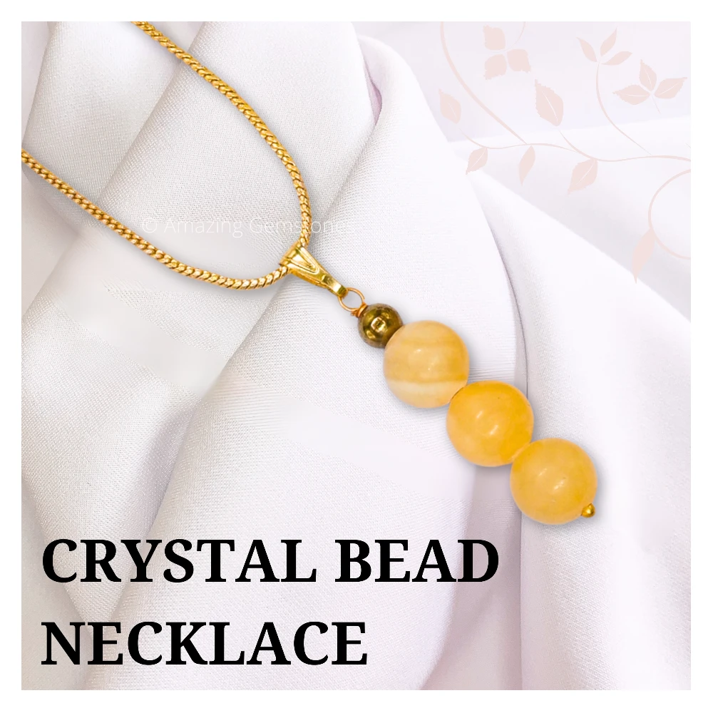 Yellow Calcite Bead Pendant (Gold)