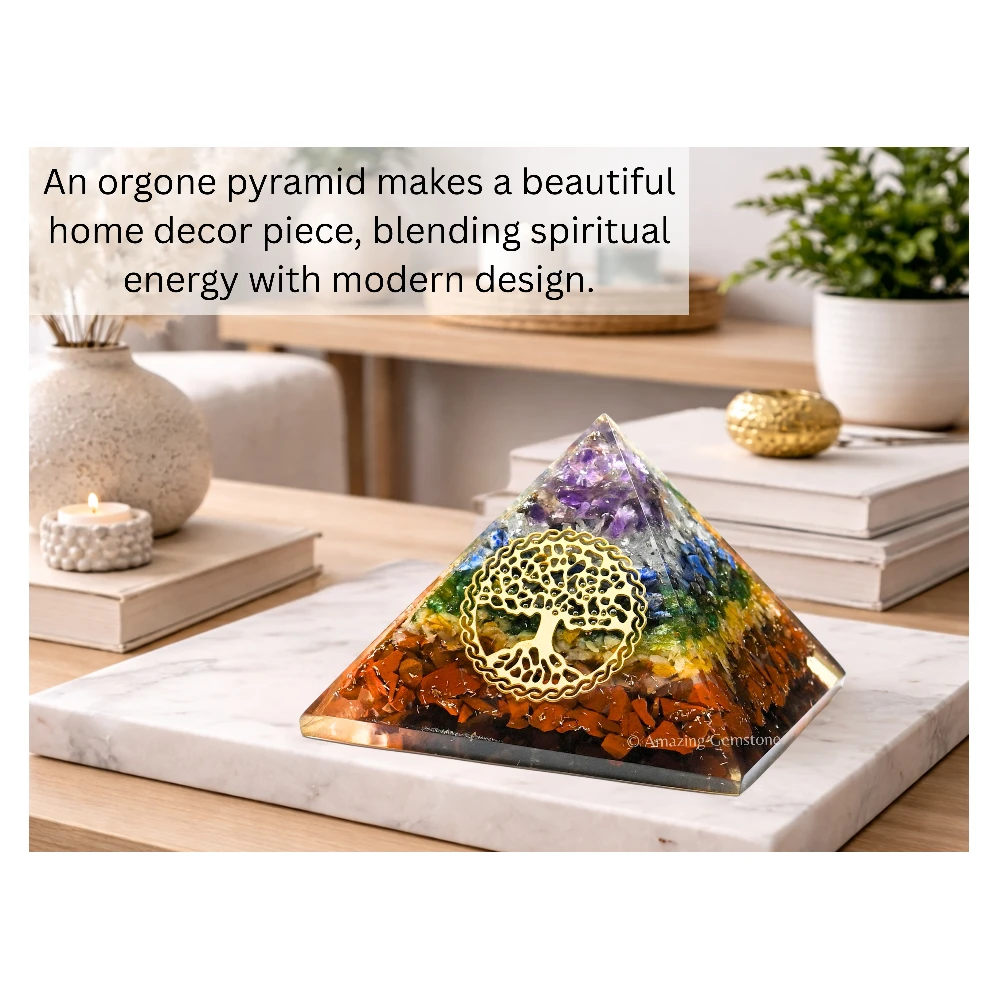 Natural Chakra Orgone Pyramid - Tree of Life