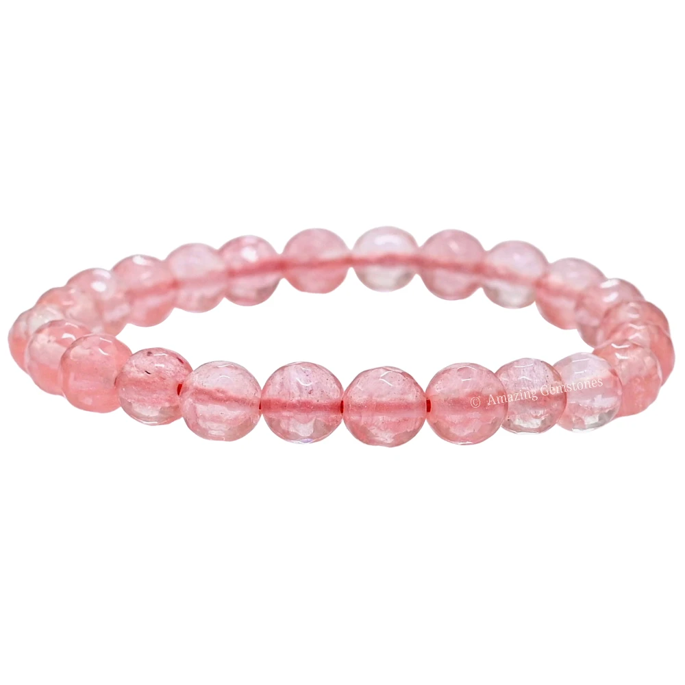 Cherry Quartz Bracelet (Faceted-Stretchable)