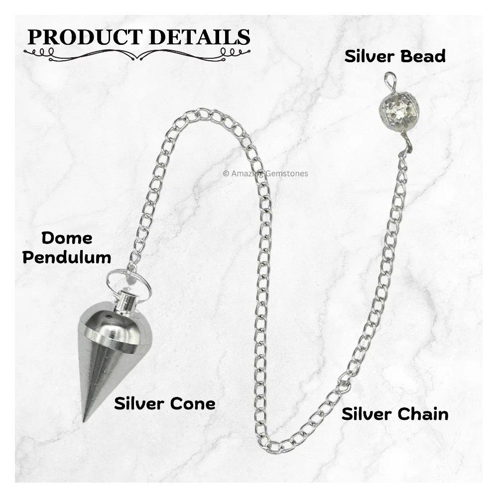 Copper Metal Pendulum - Silver Dome Cone (MP103)