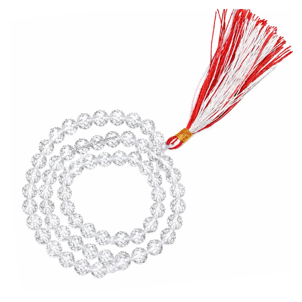 Sphatik Mala - Diamond Cut 6mm Beads (Without Knot)