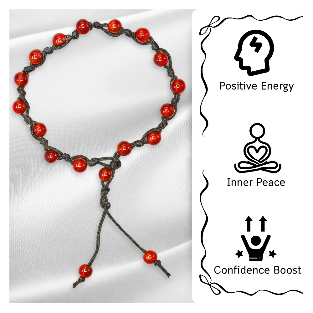Red Onyx Anklet (Hand Knotted)