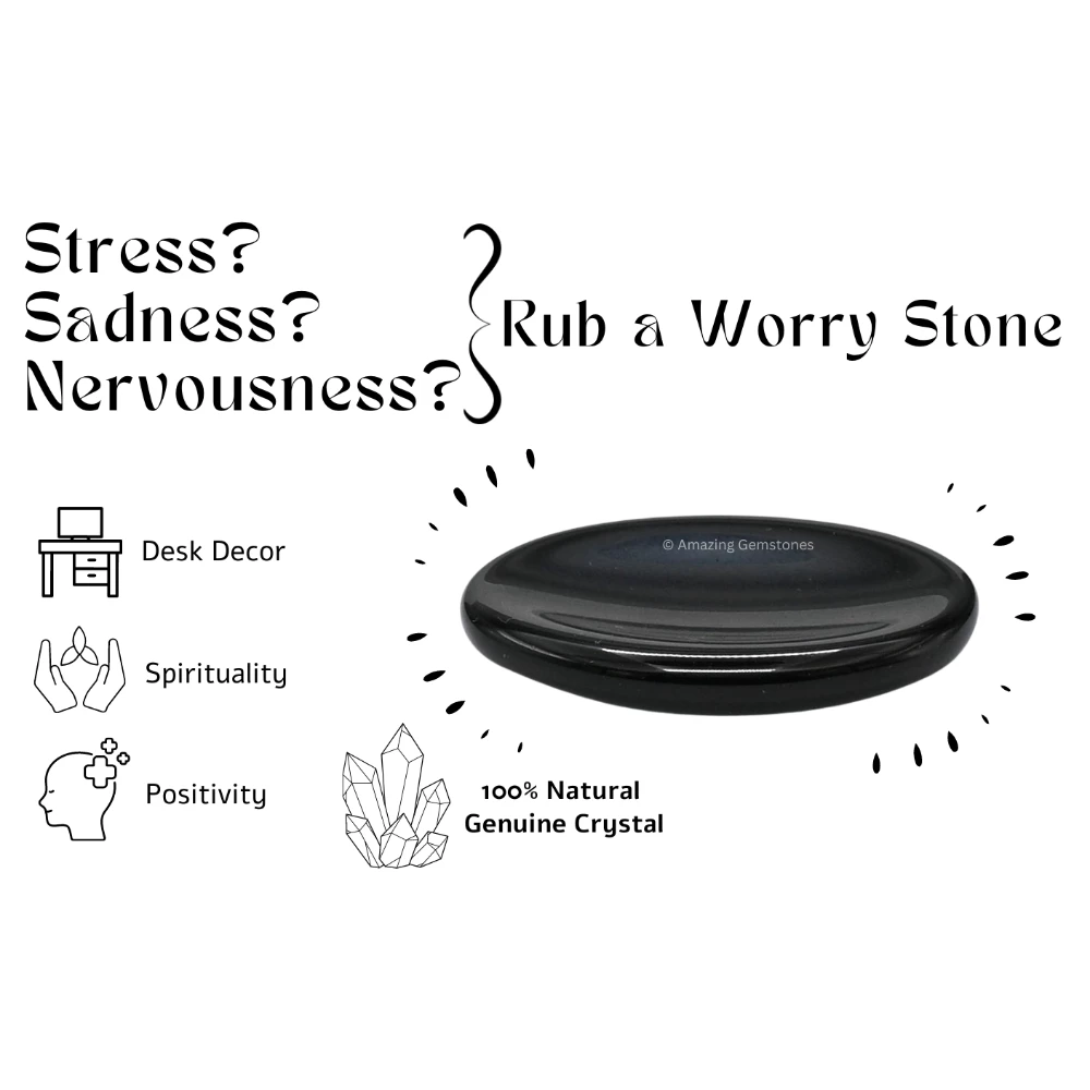 Black Agate Worry Stone