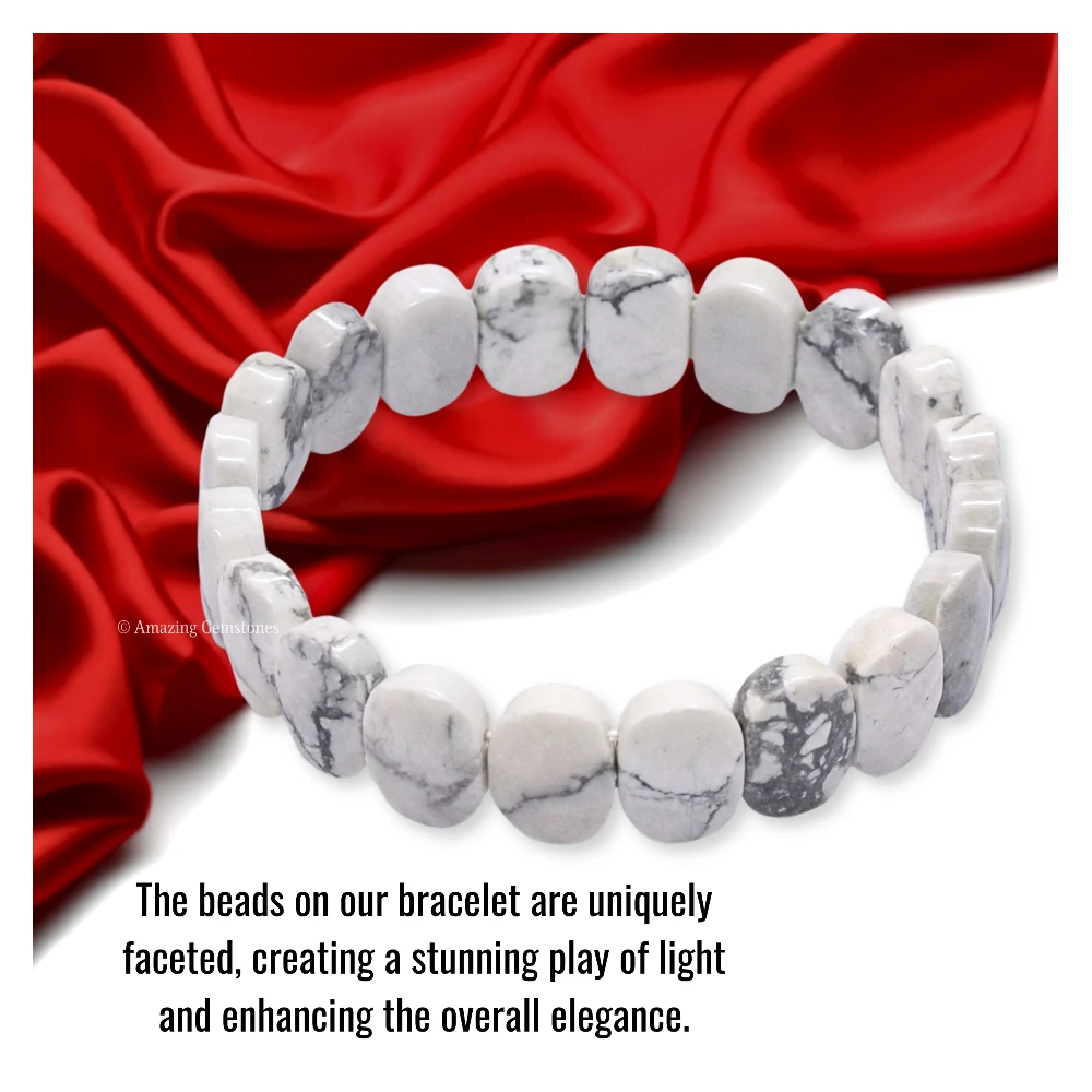 Howlite Faceted Bracelet - Oval Stone