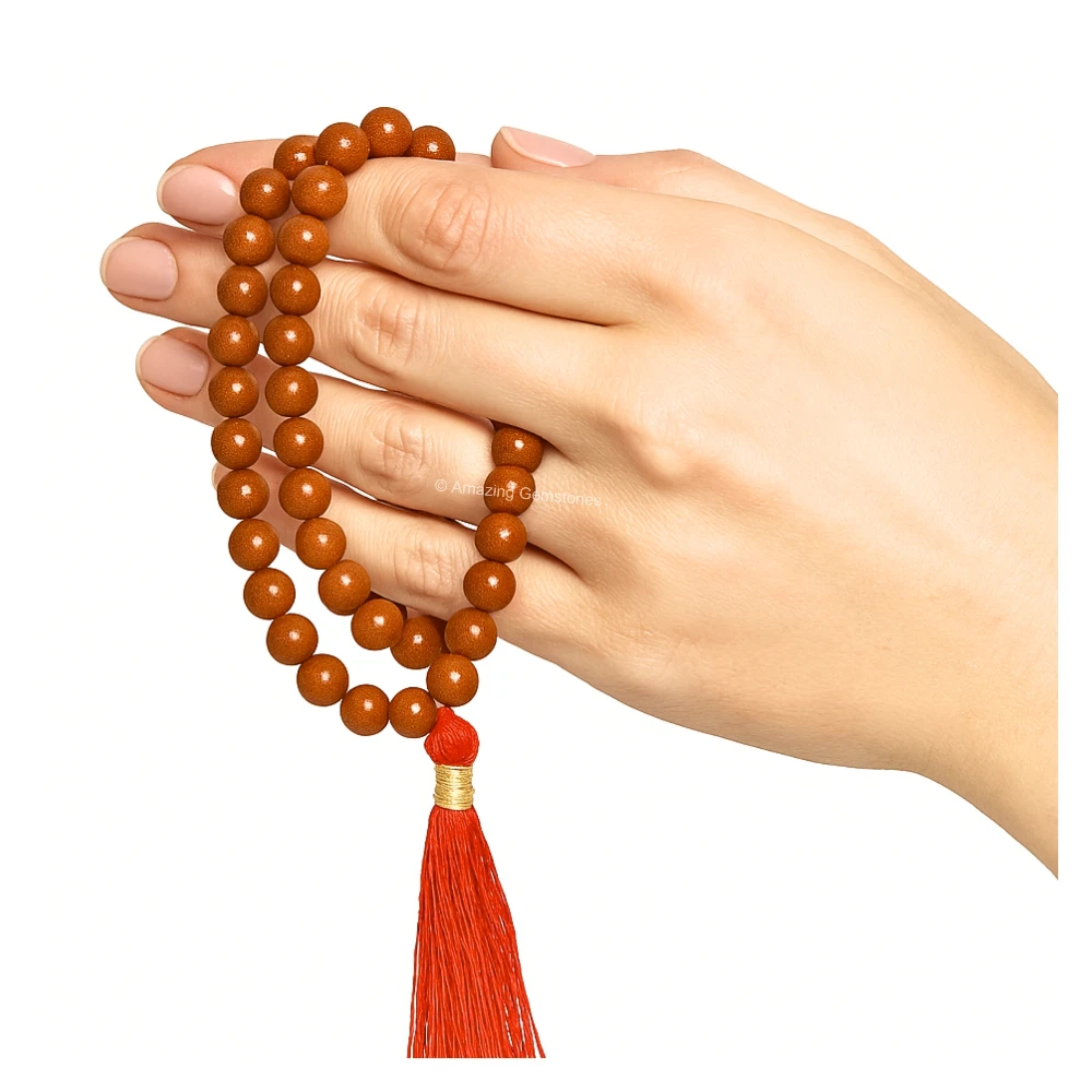 Red Goldstone Mala (Without Knot)