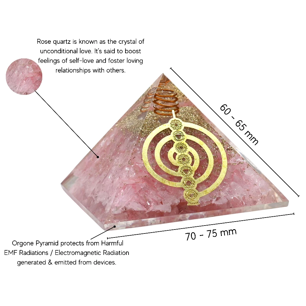 Rose Quartz Orgone Pyramid - Chakra Reiki