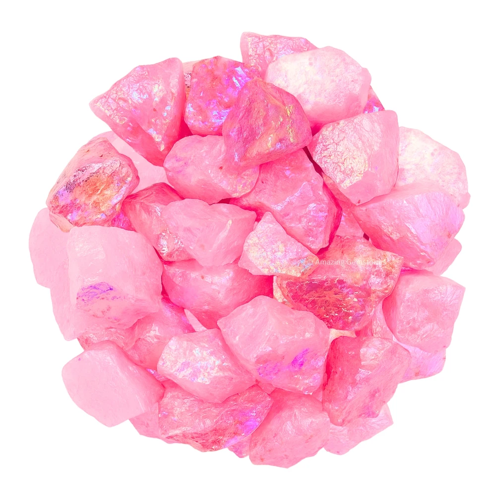 Angel Aura Rose Quartz Raw Crystals (2 Pieces)