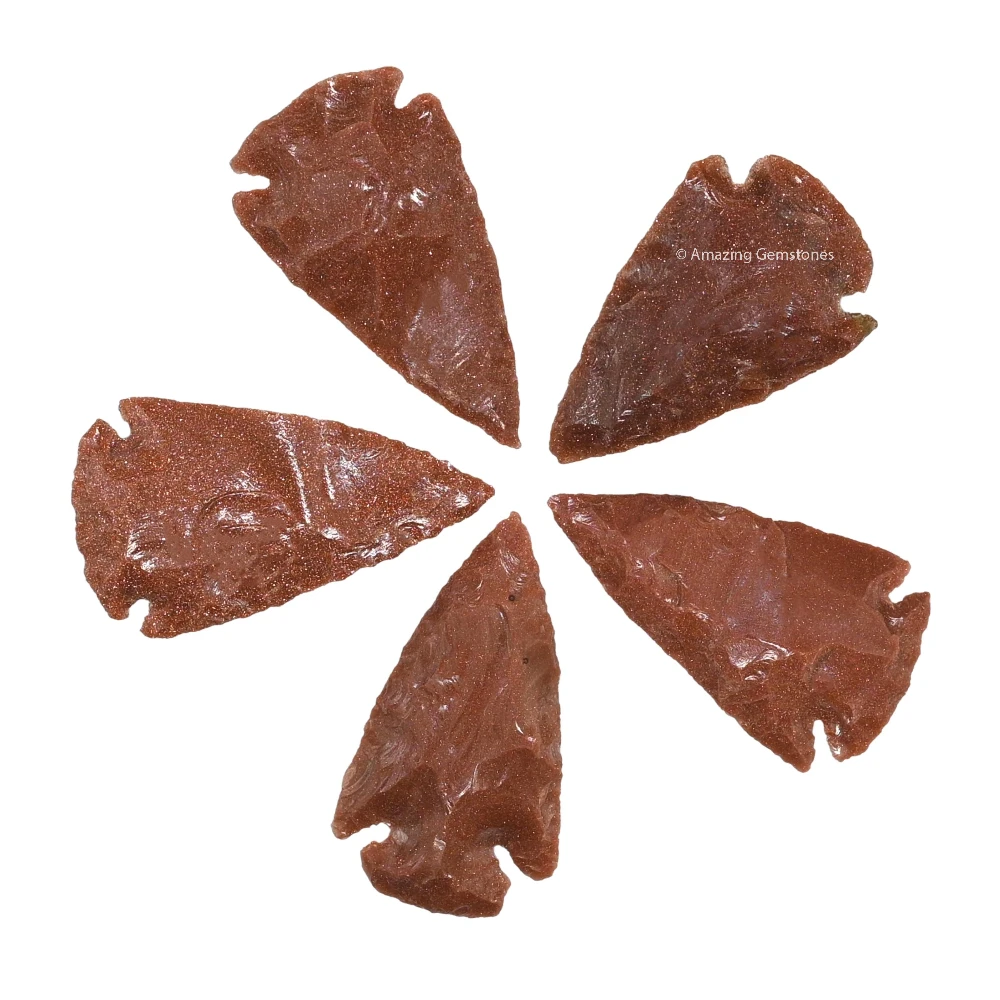 Red Goldstone Crystal Arrowhead - 1" to 1.5" (5 Pieces)