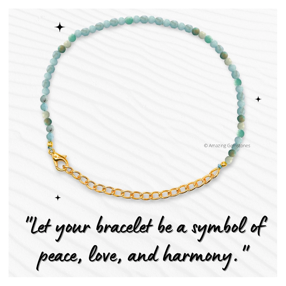 Amazonite Crystal Bracelet - 2mm Faceted Bead (Gold)