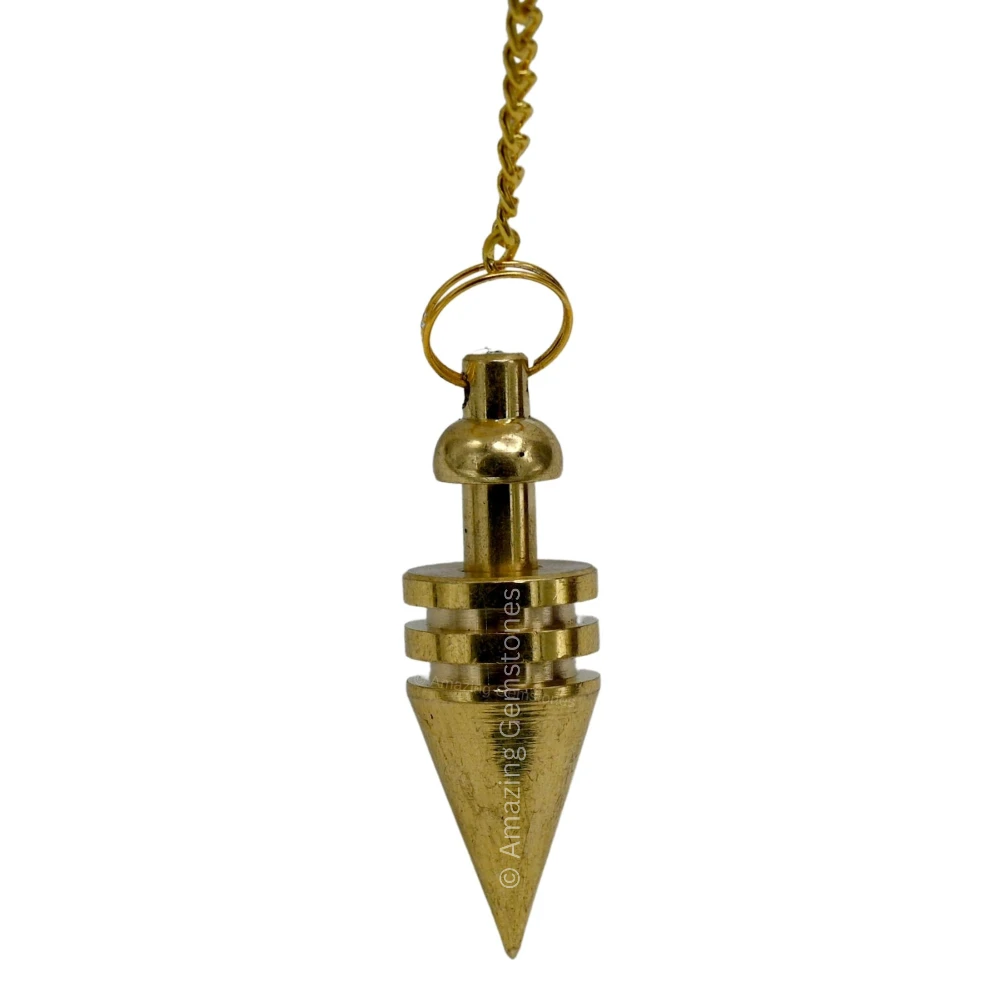 Copper Metal Pendulum - Gold Cone with 2 Rings (MP47)