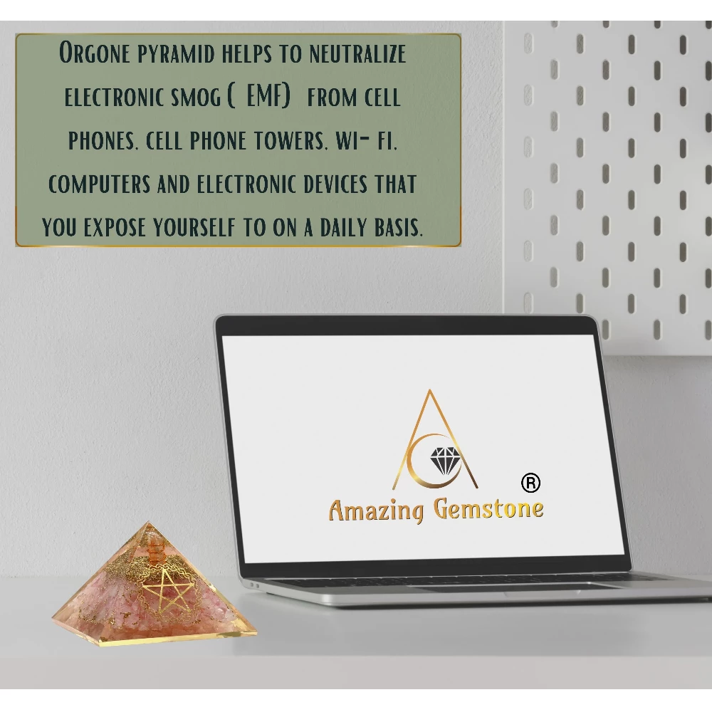 Rose Quartz Orgone Pyramid - Pentacle