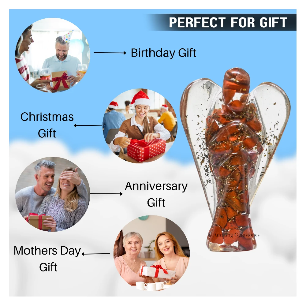 Red Jasper Orgone Angel Figurine (2 Inch)
