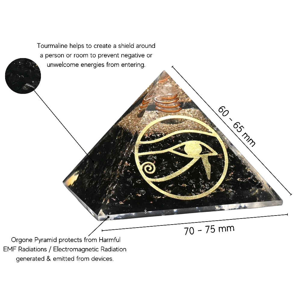 Black Tourmaline Orgone Pyramid - Eye of Ra