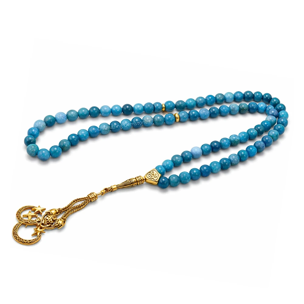 Apatite Crystal Tasbeeh Sibha Prayer Beads (Gold)