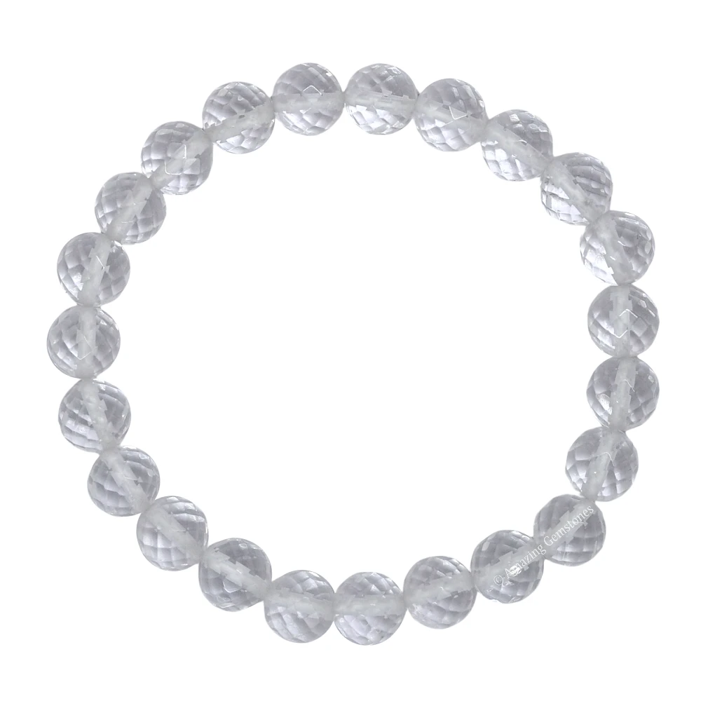 Clear Quartz Bracelet (Faceted) (Stretchable)