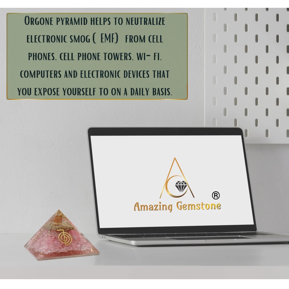 Rose Quartz Orgone Pyramid - Reiki