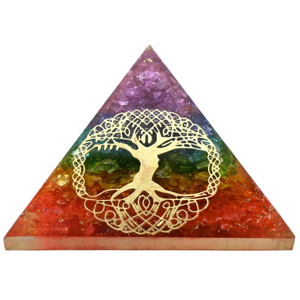 Chakra Onyx Orgone Pyramid - Big Tree of Life