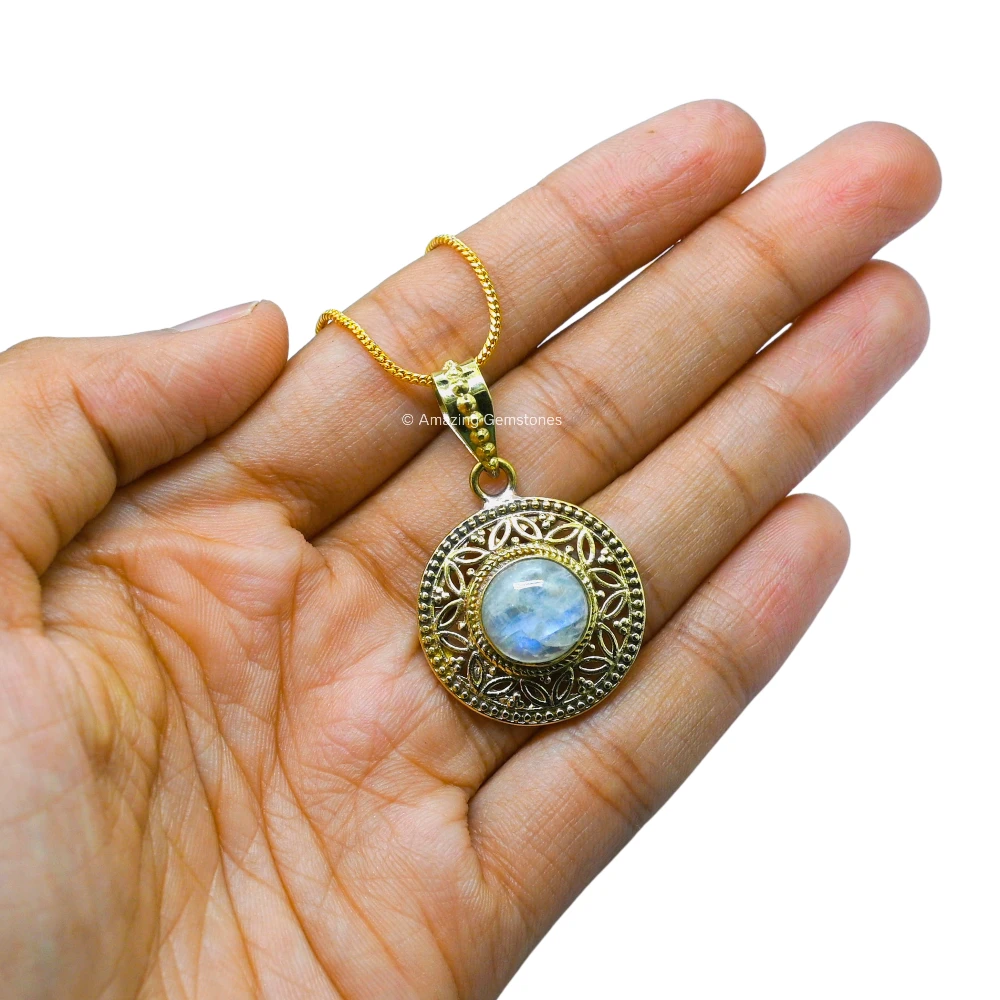 Rainbow Moonstone Bead Necklace Premium