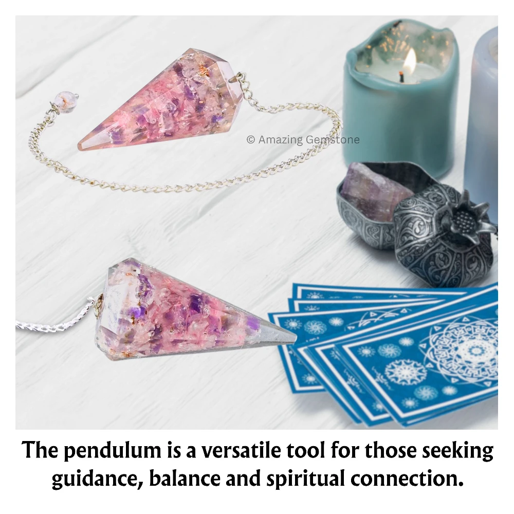Rose Quartz Amethyst Clear Quartz Orgone Pendulum (Mix)
